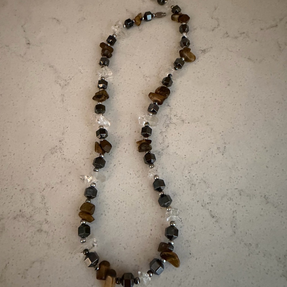 Brown and Black Beaded Women's Necklace - Unbranded